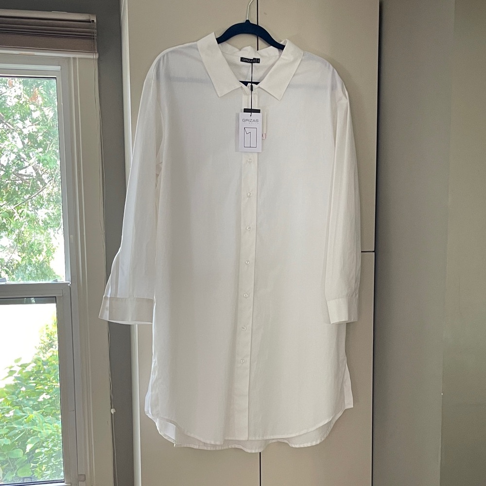 Grizas,XL, NWT, Crisp Shirt Dress/tunic, classic design,versatile relaxed fit